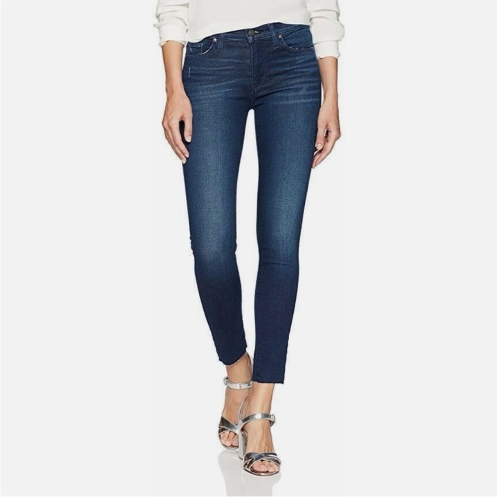 Hudson Nico Midrise Super Skinny Dark Wash Raw Hem Women’s Size 31 27” Inseam